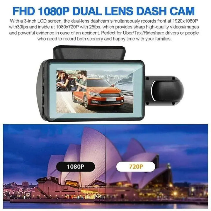 1080P Dual Lens Car DVR Dash Cam Video Recorder G-Sensor Front And Inside Camera - Willloom