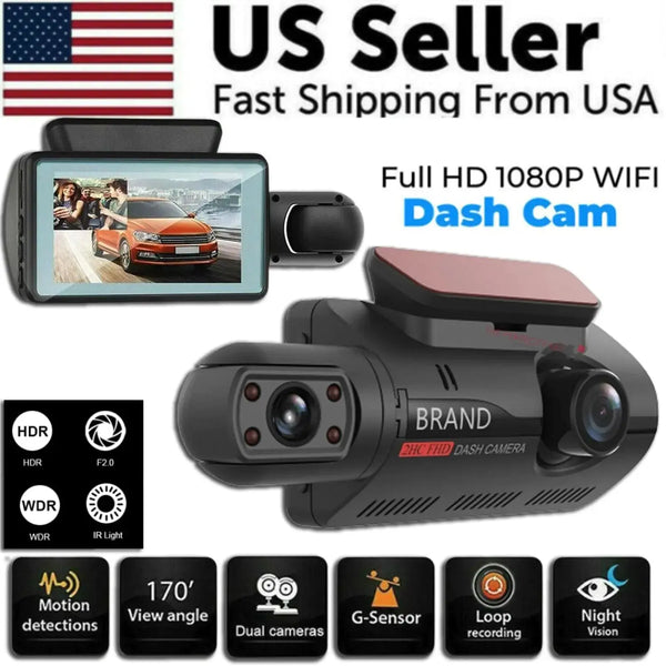 1080P Dual Lens Car DVR Dash Cam Video Recorder G-Sensor Front And Inside Camera - Willloom