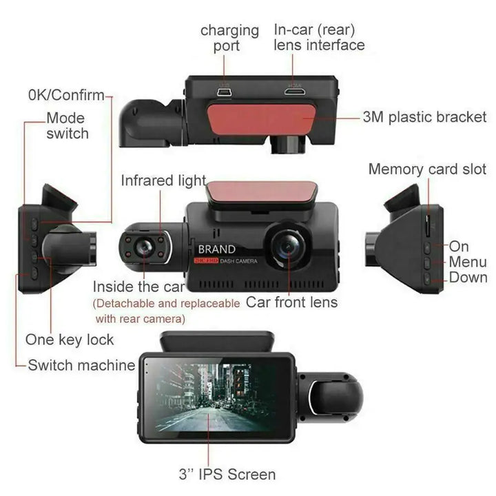 1080P Dual Lens Car DVR Dash Cam Video Recorder G-Sensor Front And Inside Camera - Willloom